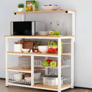 Kitchen Cabinet with Wood and Metal Frame